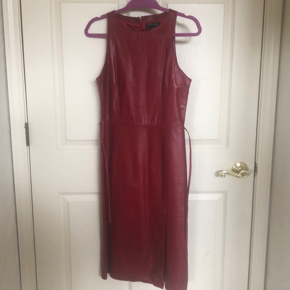 Size 6 Kenneth Cole Red Leather Dress